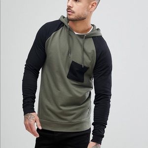 Men’s Black and Olive green Muscle Hoodie